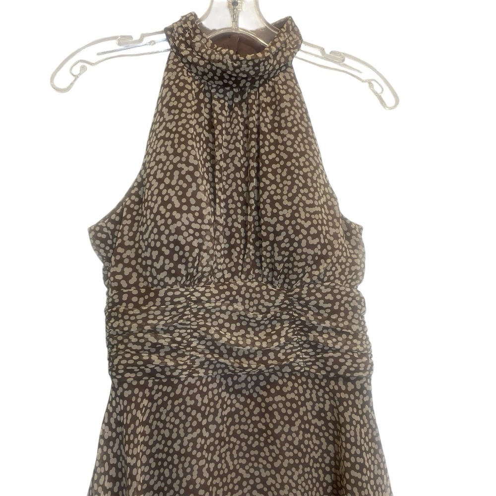 Y2K Connected Apparel Brown Polka‎ Dot Halter Maxi Dress Size 6